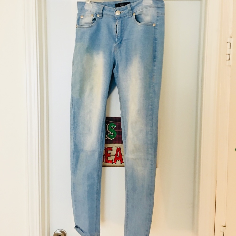 Light denim blue jeans